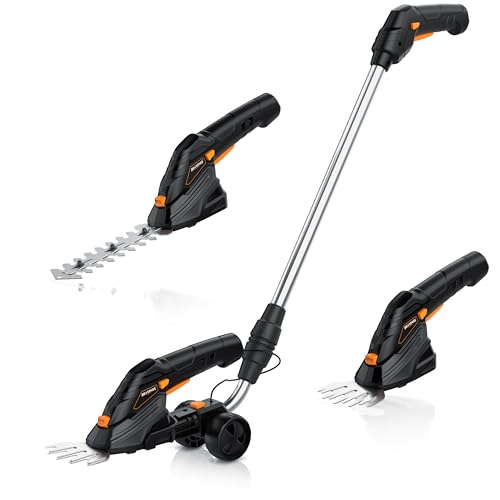 Brandson - Grasschere mit Akku inkl. Teleskopstange/Stiel - elektrische Rasenschere Strauchschere...