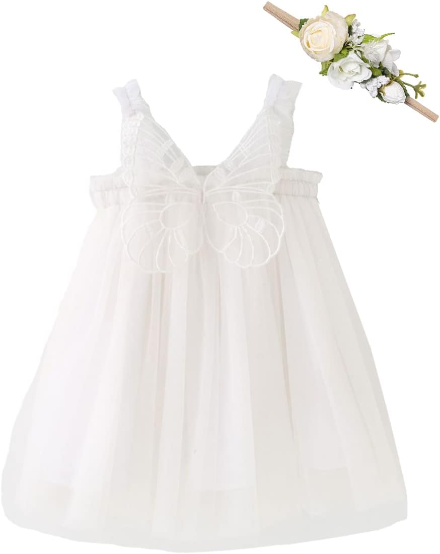 Bow Dream ベビー ガールズ 幼児 チュチュドレス 幼児 チュールドレス パーティー プリンセスドレス フラワーヘッドバンド