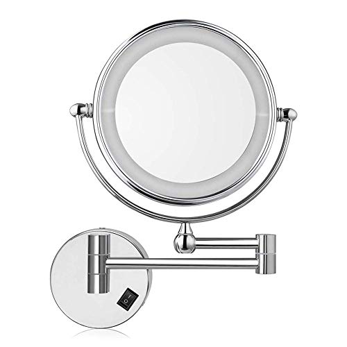Miroir de maquillage grossissant 10X et rasage mural chrome