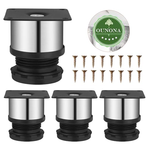 Patas para muebles regulables OUNONA de acero inoxidable, pack de 4 para mesa y armario 6