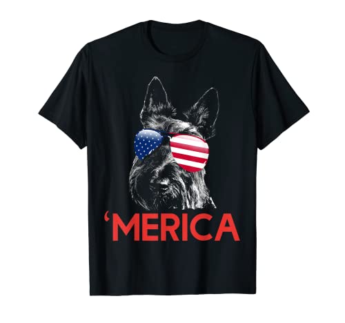 Merica Scottish Terrier Bandera Americana 4 de julio Camiseta