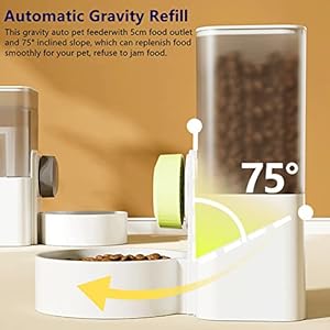 Automatic Replenish Pet Feeder, 1L Capacity Auto Gravity Cage Hanging Food Dispenser Set for Dog and Cat Small Animals, Removable Pet Food Bowl Food Container (Feeder, Grey)