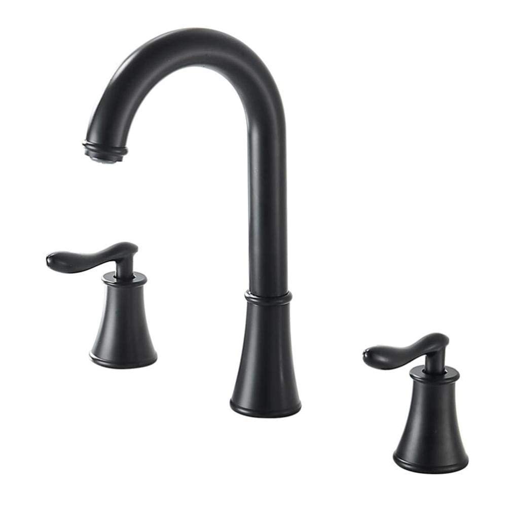 Rubinetto Miscelatore per lavabo a 3 Fori in Ottone, Girevole, con Doppia Maniglia per Acqua Calda e Fredda, Colore Bianco.