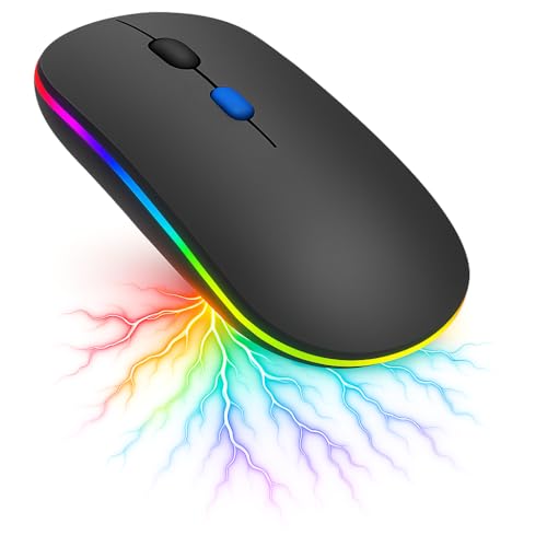 Mouse Sem Fio Recarregável, Ergonômico, com Led RGB, Conexão Dual...