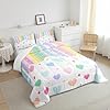 Feelyou Pretty Rainbow Bedding Set for Kids Boys Girls Colorful Love Heart Comforter Twin Size Dot Comforter Set Bedroom Decor Kawaii Quilt Set Bedding Collection 2Pcs #3
