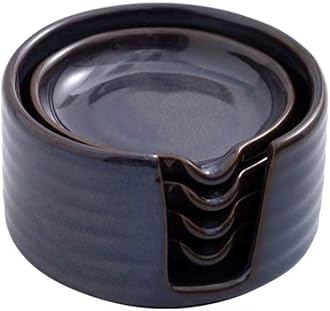 Ceramic Spoon Rest,Spoon Holder,Soy Sauce Dishes with Holder for Kitchen,Household Dipping Sauce Dishes Set, Side Dishes,LIUCUON Kitchen Basics,Set of 4 Kitchen Accessories For Utensils (blue)