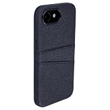 Dockem Etui na Karty na iPhone 17e, iPhone 16e z Wbudowaną Metalową Płytką do Mocowania Magnetycznego & 2 Kieszenie: M2 Luxe Etui z Portfelem ze Skóry Syntetycznej Płótno Styl (Węglowa Czerń)