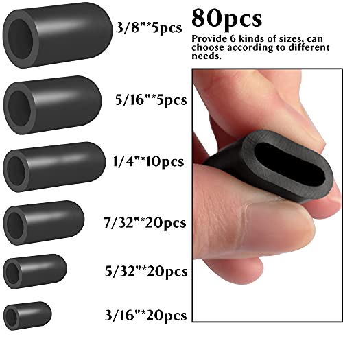 80Pcs Vacuum Hose Caps, Connector Assortment 6 Sizes Black Rubber Cap, Automotive Topomatic Replacement Parts For Carburetor Vacuum Plugs, Intake Manifold Vacuum Fitting #TOP2
