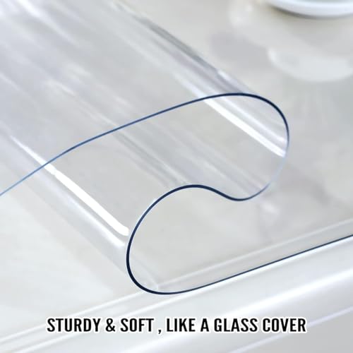 Image of Royhom Clear Table Protector 39 x 63 Inch - 2mm Thick Plastic Table Cover, Clear Table Cover Protector Rectangle, Waterproof PVC Desk Mat for Coffee Table, Writing Desk, Dining Room, Dresser