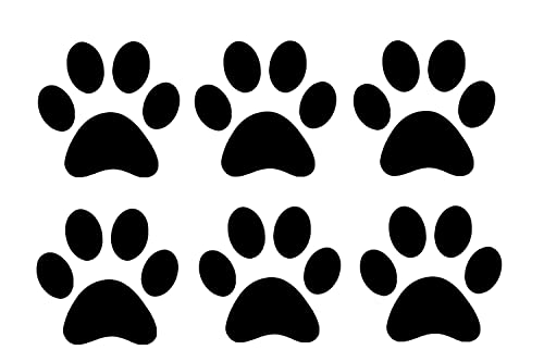 Pack of 6 Cat Dog Animal Paw Cute Stickers - Waterproof Decals - Laptops, Water Bottles, Cars, Phones, Scrapbooking (Black, 8cm x 8cm)