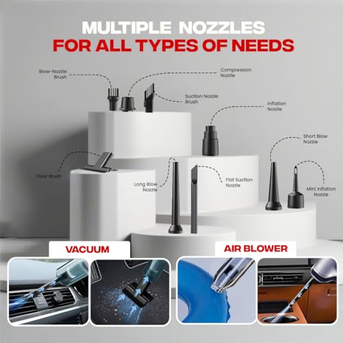 Image of Autofy Storm 2 [4-in-1] Powerful & Fully Wireless Car Vacuum Cleaner Air Blower - 12000PA 2.5X More Suction Power - BLDC Long Life Motor - 2 Suction Speeds - 25 mins Runtime (24 Months Warranty)