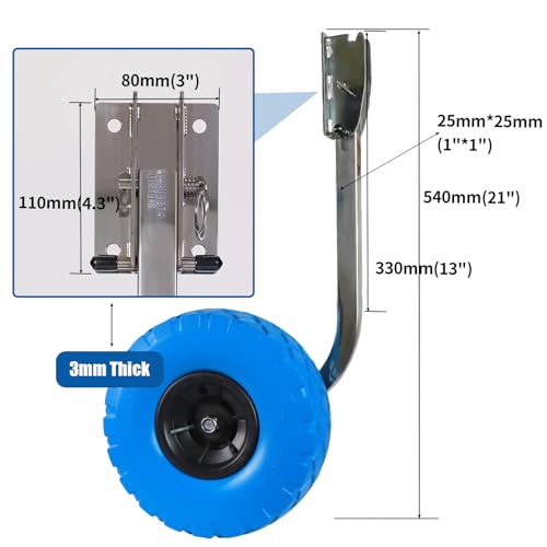 BRIS Stainless Steel Boat Transom Launching Wheel Dolly for Inflatable Boat Kayak - Thumbnail 6