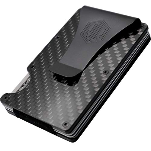 Carbon Fiber Money Clip Wallets for Men with RFID- Minimalist Slim CardHolder