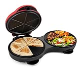 Nostalgia Taco Tuesday Quesadilla and Fajita Maker and Griddle Station, 2-in-1 Non-Stick Grill and Quesadilla Press with 8-Inch Cooking Surfaces