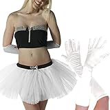 Set beinhaltet: Plain Satin Long Handschuhe, 3 Schichten Plain TuTu Rock