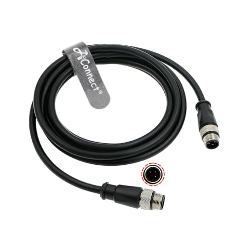 AConenct M12 A-Code 3-Pin Male to Male Cable, 5m/16.4ft High Flex Sensor Actuator Cable for Industrial Sensors, Actuators, PLCs & I/O Modules, Oil Resistant, IP67 Rated