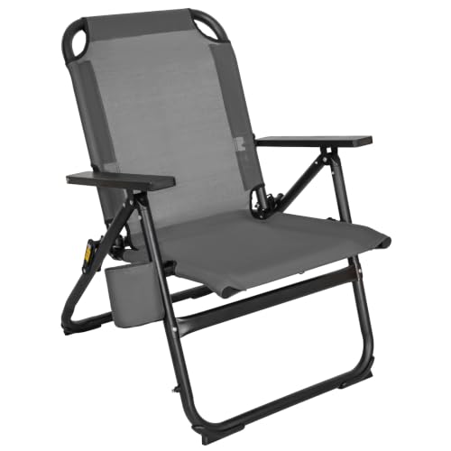 Image of Romswi Heavy Duty Folding Beach Chair with 30mm Aluminum Frame,16 inch High Seat, Lightweight for Beach, Patio & Backyard, Grey