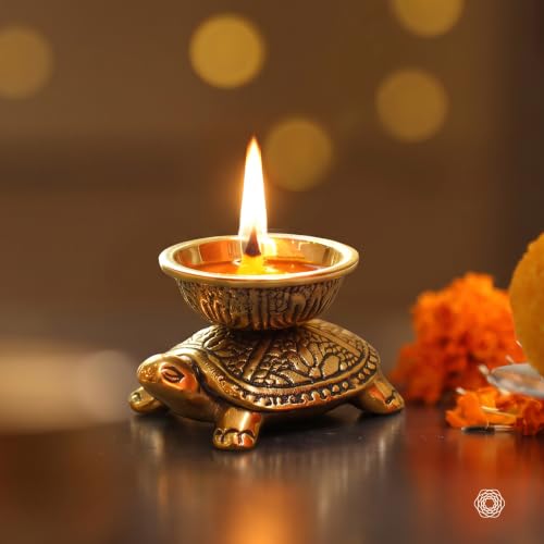 Image of BEHOMA Handcrafted 100% Pure Brass Turtle Diya for Pooja & Home Temple