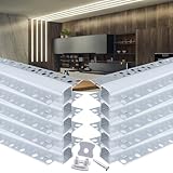 Muzata 10Pack 3.3FT/1M Plaster-In LED Channel Trimless Recessed LED Strip Diffuser Channel Spotless Deeper Wider for Drywall Ceiling Wall U117 WW 1M
