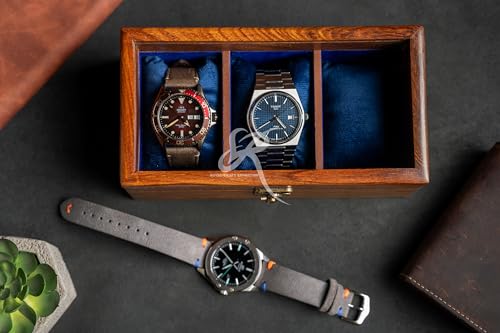 Image of Royal Craft Expertise Watch Box For Men, Wooden watch boxes, Watch case for men, Indian Rosewood Timekeeper box with hinged lid, Timepiece storage Case
