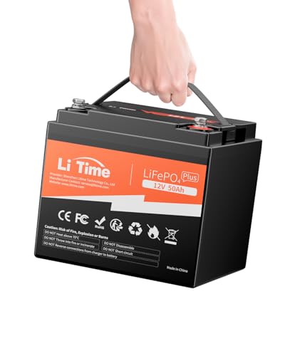 LiTime 12V 50Ah Lithium LiFePO4 RV Battery, Max. 15000 Deep Cycle Battery, 11.57lbs Ultra-Light, Perfect for Camper, Van, Travel, Trailer, Marine, Trolling Motor
