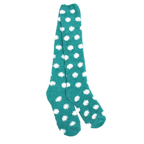 Image of BambooMN Women's Fuzzy Knee High Socks - Polka Dots and Solid Colors - 2 Sizes - 1 Pair Pack