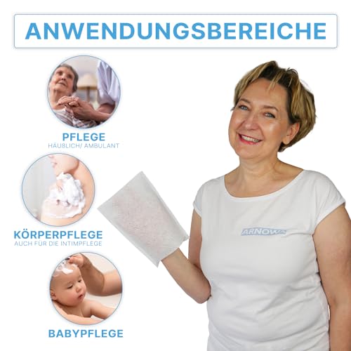 50x ARNOMED® Einmalwaschlappen aus Molton Eco, Einmal Waschhandschuhe für Erwachsene & Babys, Einweg Waschlappen Weich & Sanft, Waschhandschuhe Einweg, Wegwerf Waschlappen, Einweg Lappen