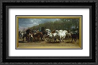 Rosa Bonheur - 24x16 Black Ornate Framed and Double Matted Art by Museum Prints Titled: The Horse Fair