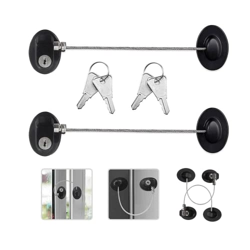 kajkey 2 pcs Seguridad para Ventana/Puerta Cierre de Seguridad para Niño Restrictor de Ventana Cable de Bloqueo para Niños Bebés Familia Aplicaciones Cover