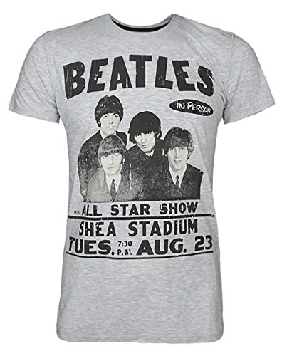 T-shirt Beatles Shea Stadium Amplified pour homme en coton vintage noir