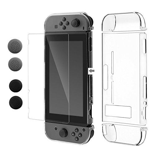 Hülle für Nintendo Switch,XGUO® Anti-Scratch Hartschalen Case/Cover / Hülle/Schutzhülle für Nintendo Switch mit dem Komplettset 3 in 1 (Transparent)
