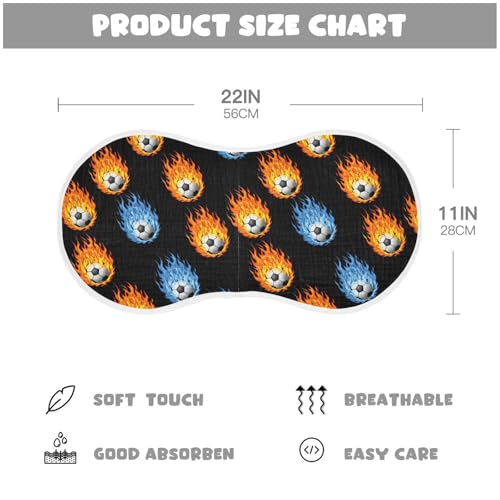 2 Pack Muslin Burp Cloths Soccer Black Cotton Baby Burp Cloths Absorbent Burping Cloth Soft Spit Up Rags for Newborn Babies Boys Girls, Large 22" x 11"2