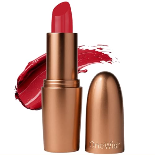 Image of One Wish Creamy Matte Lipstick Long Lasting for Women - Baddie Red Shade 17 | Full Coverage | Creamy Formula | No Flaky Lips | No Dryness| High-Pigment | SPF | Vitamin E, Almond Oil & Shea Butter for Moisturising Lip | 8 Hrs Lasting | Smooth Finish | 3.8 gm