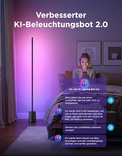 Govee Stehlampe 3 Lite RGBICWW, 1400 lm Dimmbar Stehlampe Wohnzimmer 152cm – Ansicht 5