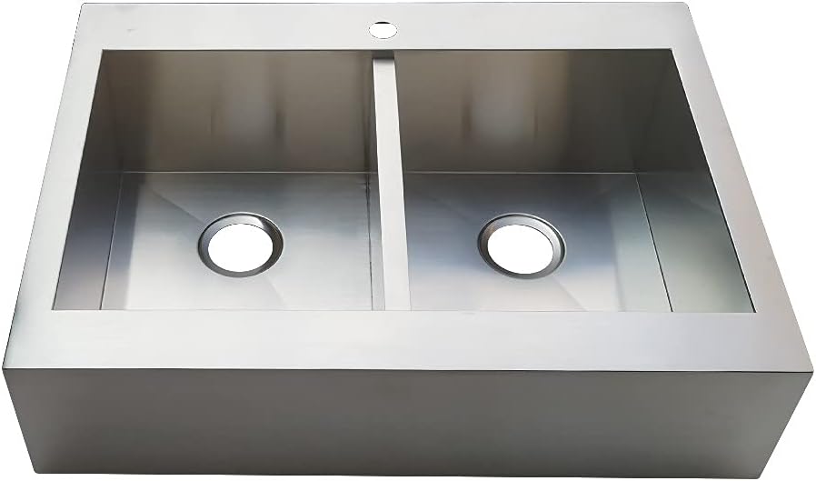 Modern Edinburg Drop-in 36 in. Double Bowl Kitchen Sink - Brushed