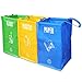 Cymax Lot de 3 Sac Tri Selectif,Déchets Plastique,Sacs de Recyclage,Sacs Solides,Capacité 105L(Bleu -Jaune -Vert),Poubelle pour Extérieur/Intérieu pour Papier, Verre, Plastique