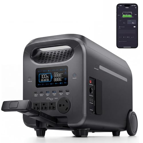 ComJoy Portable Power Station 3000W (5000W Surge), 2560Wh LiFePO4 Solar Generator with Wheels, 1.6H...