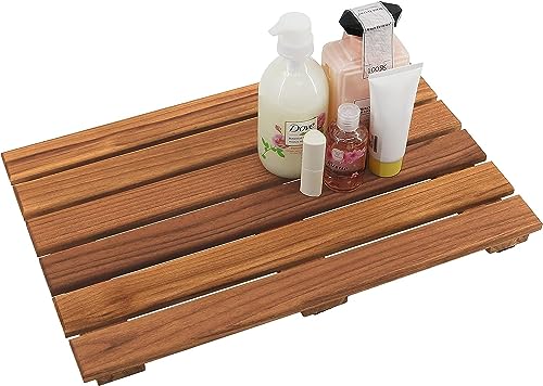 VaeFae Teak Duschmatte rutschfeste Badematte Luxus Spa Matte Holzmatte für Badewanne 33 x 50.8 cm