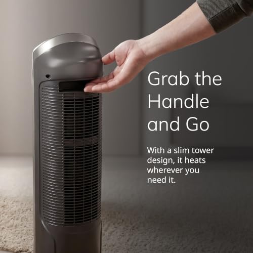 Lasko Oscillating Digital Ceramic Tower Heater for Home with Adjustable Thermostat, Timer and Remote Control, 23 Inches, 1500W, Silver, 755320 - image 6