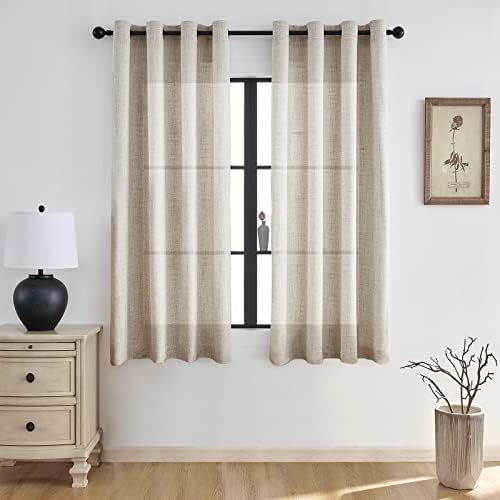 Melodieux Curtains with Eyelets, Beige Linen Look, Semi-Friendly ...