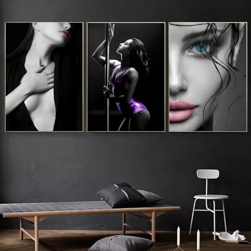 Photo femme noir et blanc déco murale salon triptyque bord de mer