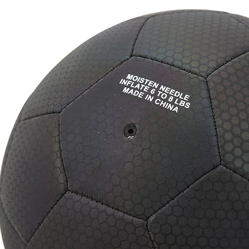 Reflektierender Fußballkugel, Größe 5 Leuchten Im Dunklen Schwarzen Leuchtenden Ball Reflektierende Fußball PU Leck -Proof Air Ventil Leuchtend Leuchtend Fußball