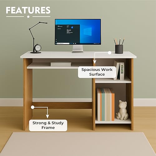 Callas Engineered Wood Computer Desk – Small Modern Writing Desk for Home Office, Bedroom, or Living Room – Sturdy & Simple Laptop Table (CB-ST-03-Brown)