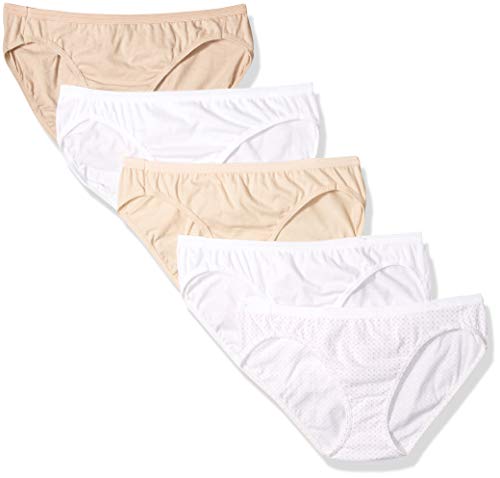 Hanes Ultimate Women's Comfort Cotton Bikini Panties 5-Pack, Whites/Body Tones Assorted, 7