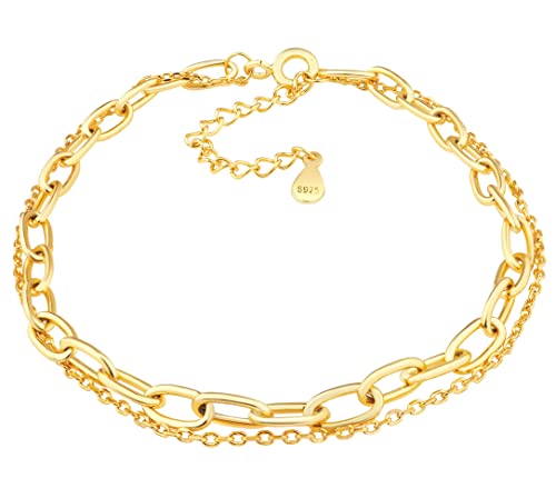 Sofia Milani - Bracelet pour Femme en Argent 925 - Plaqué Or - Chaîne de Couches - B0273 Cover