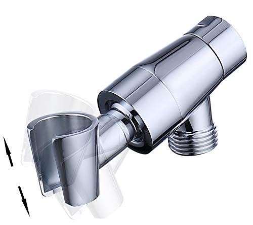 Brass Shower Head Holder for Hand Held Showerhead, Adjustable Shower Arm Bracket Mount, Universal Shower Arm Adapter (Chrome)