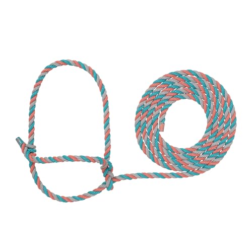 Image of Weaver Livestock Braided Poly Rope Cattle Halter, Adjustable, Modern Style Cow Calf Halter, Livestock Handling Equipment for Showing, Coral /Gray /Teal