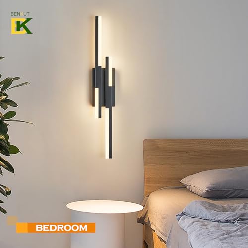 Benkut Modern LED Wall Sconce Black Remote Wall Light Fixtures for Bathroom, Dimmable Vanity Light Indoor LED Remote Wall Sconce for Bedside Bedroom Living Dining Room (27.6inch 3000-6500K 1 Pack) by Benkut - Image 8