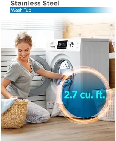 BLACK+DECKER Front Load Washer, 2.7 Cu. Ft. Compact Washing Machine with LED Display & 16 Cycles - Thumbnail 5
