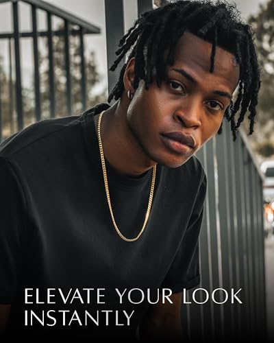 RTZN® Gold Cuban Link Chain for Men – 3.5/5mm Mens Cuban Chain – Premium Gold & Silver Stainless Steel Necklace for Men – Non-Tarnish & Waterproof Mens Chain Necklaces – 18/20/22/24/26" inch3